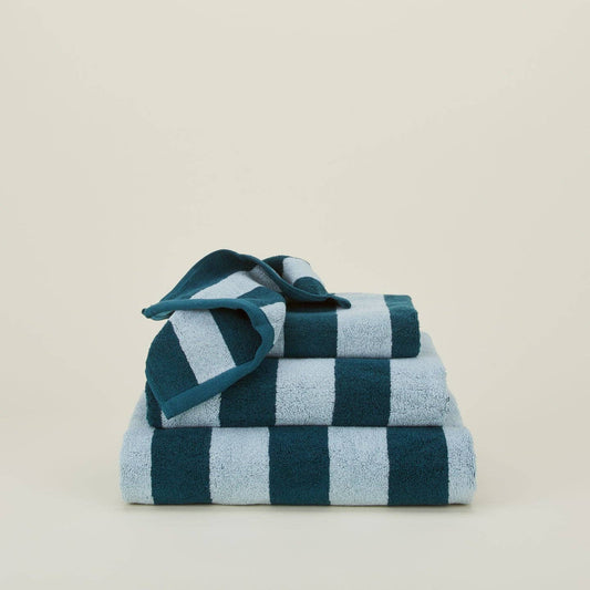 Striped Terry Hand Towel - Sky/Peacock