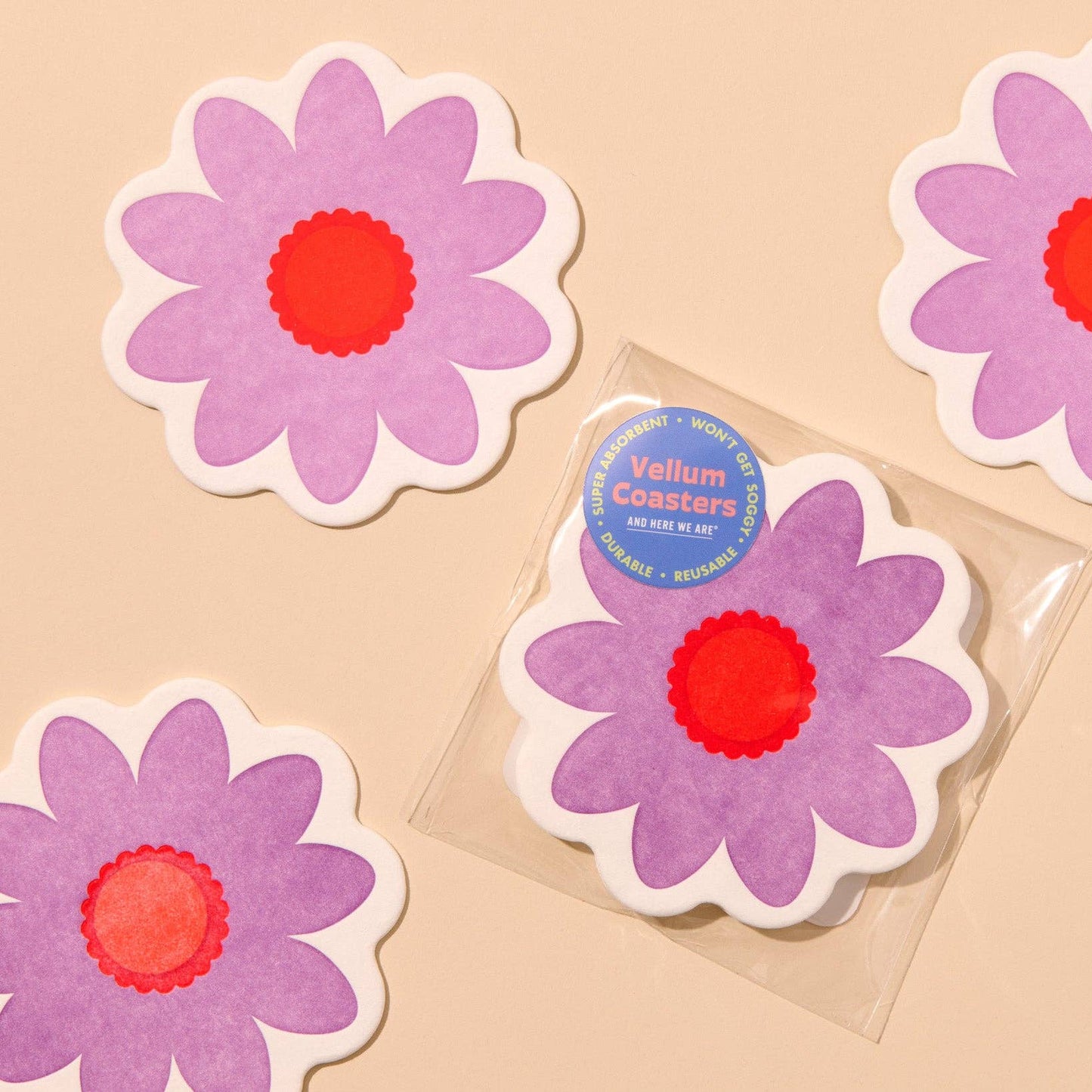 Blume Letterpress Vellum Coasters - Lilac