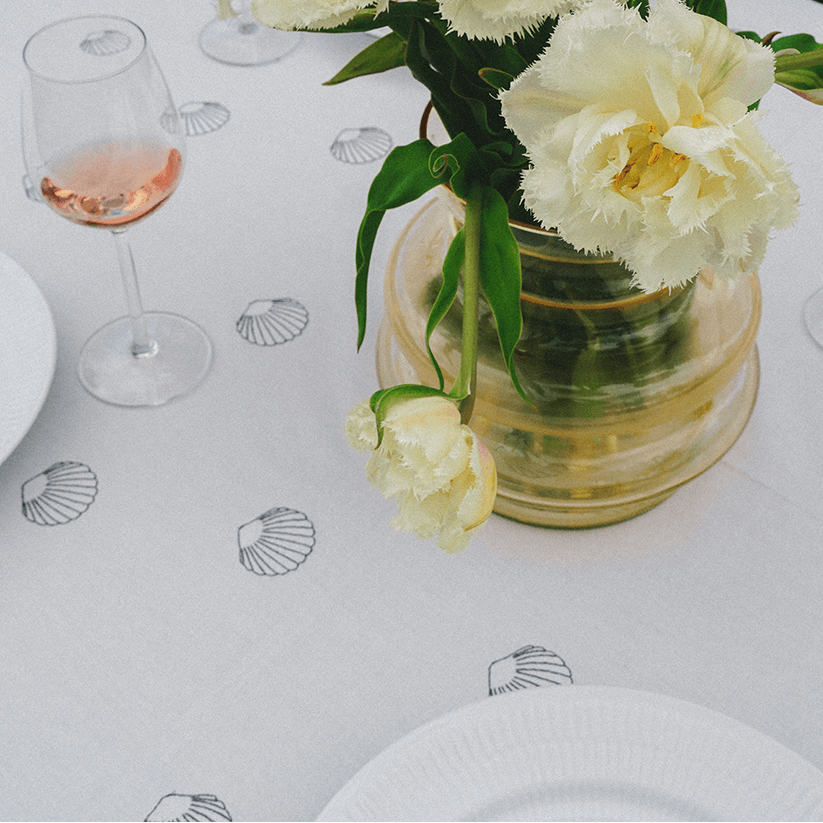 Clam Shell Embroidered Tablecloth - 60 × 105"