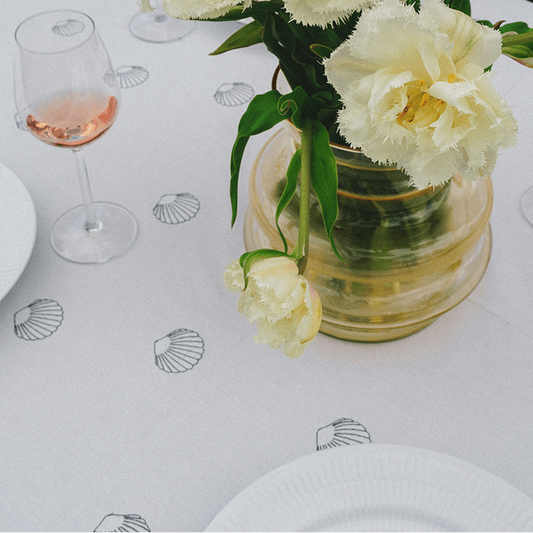 Clam Shell Embroidered Tablecloth - 60 × 105"