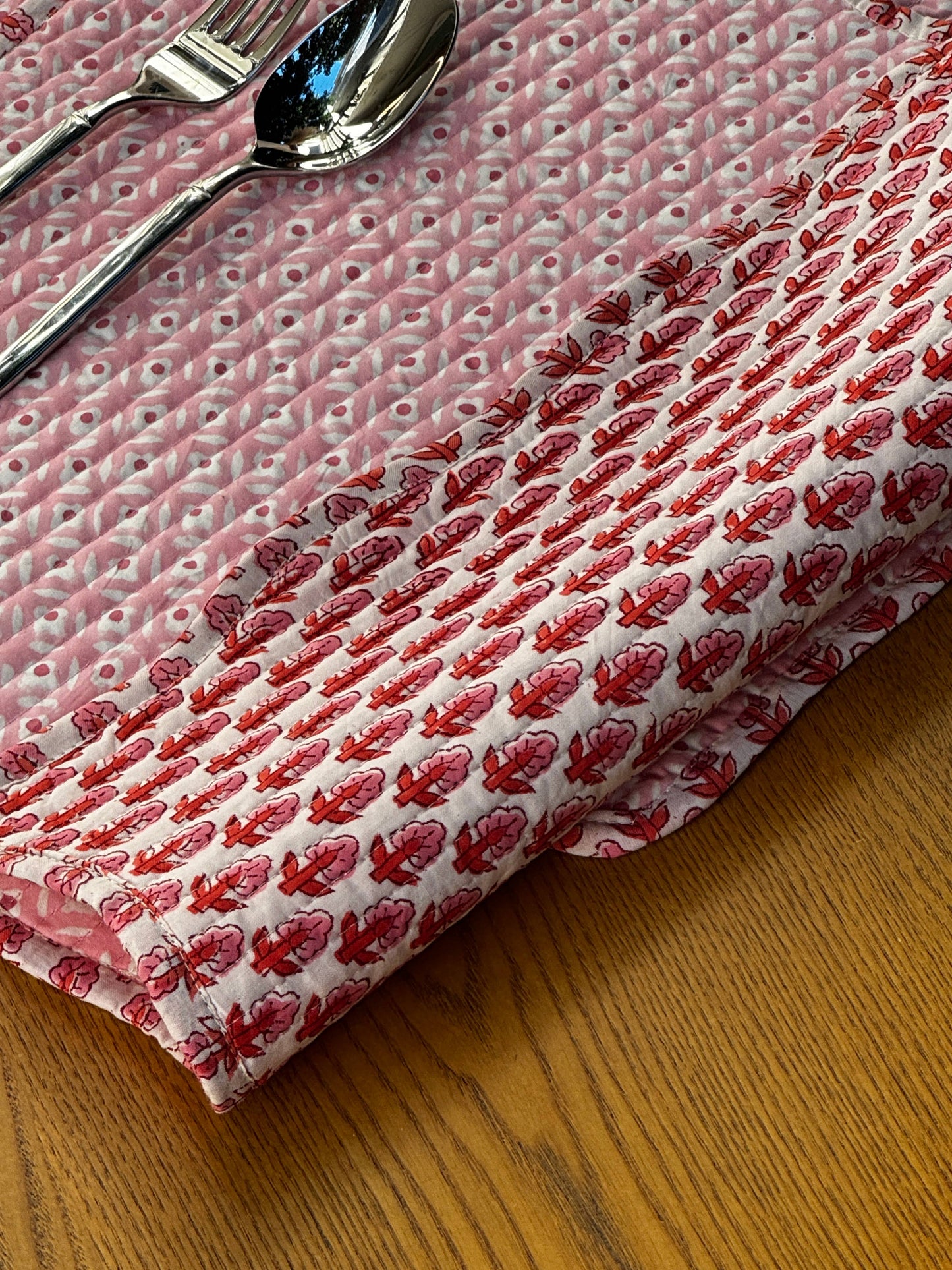 Pink Quilted Reversible Place Mat - S/2