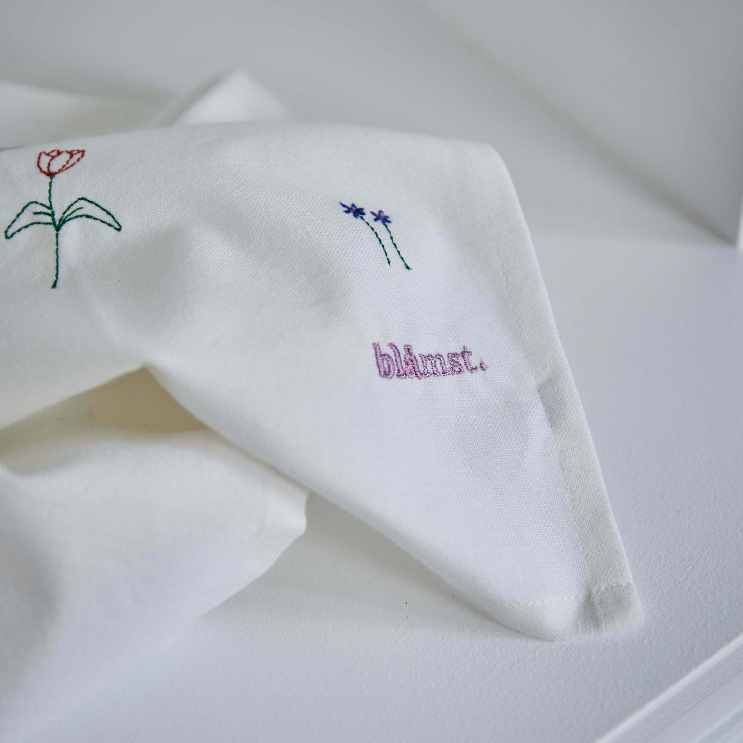 Flower Embroidered Napkins - S/2