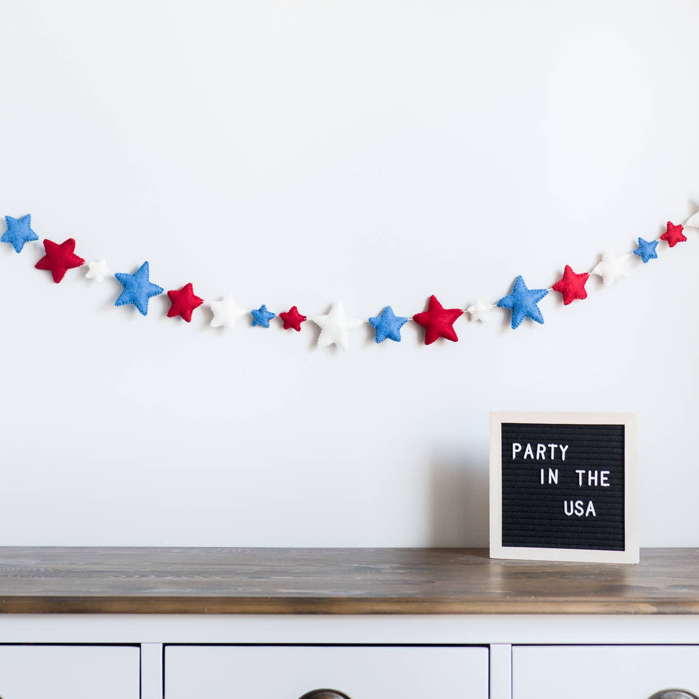 4th of July Felt Banner/Red Blue Stars