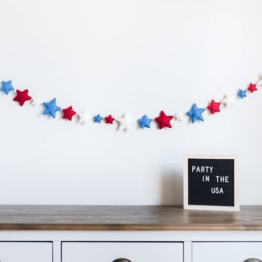 4th of July Felt Banner/Red Blue Stars