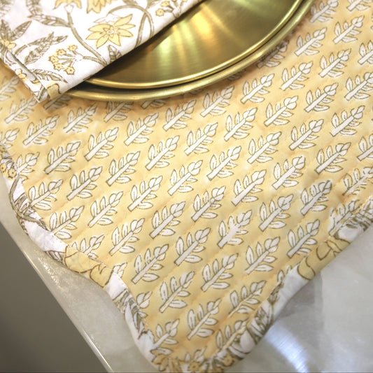 Yellow Quilted Placemats - S/2