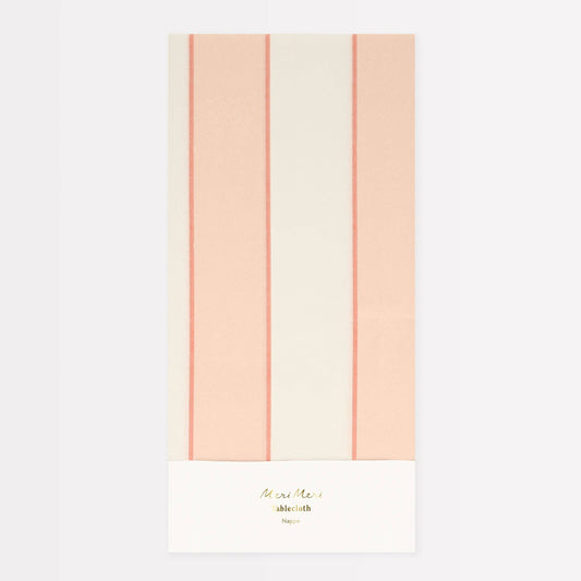 Peach Striped Paper Tablecloth