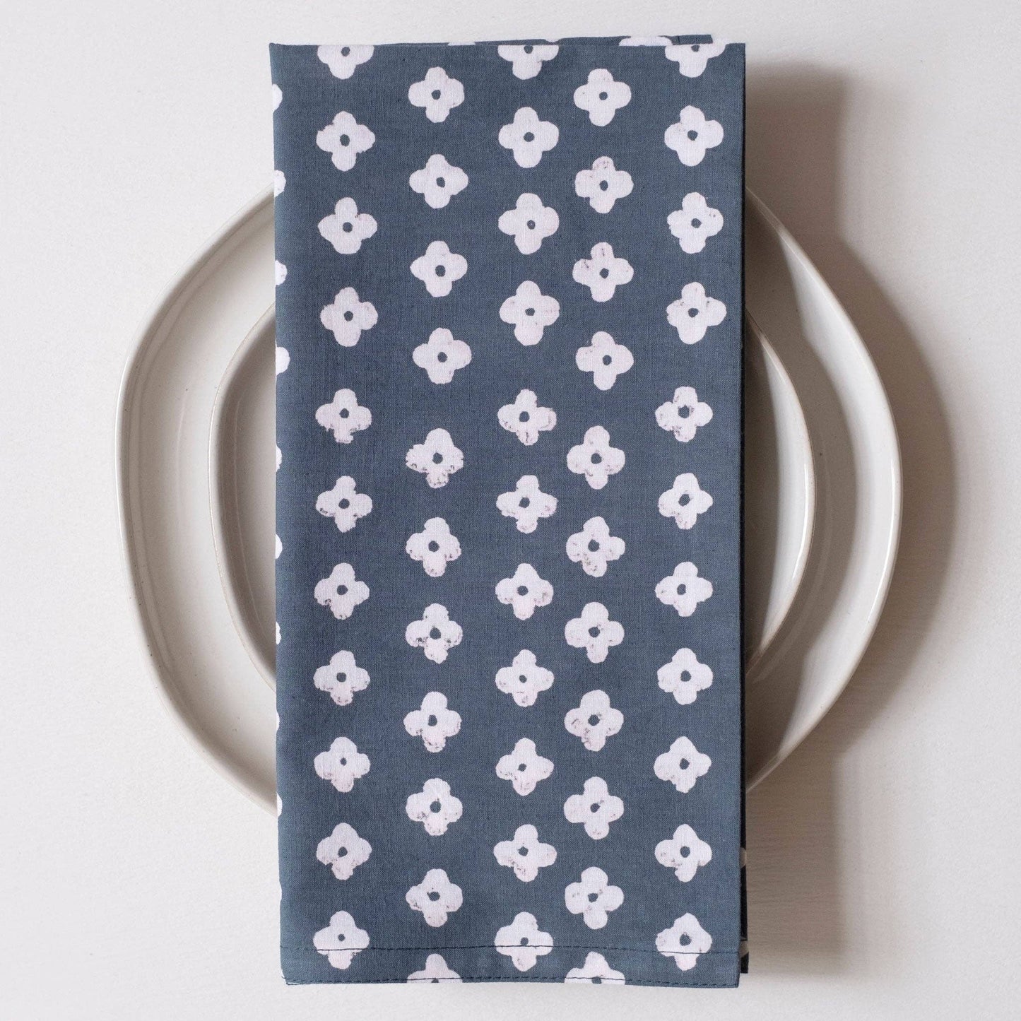 Suki Dark Sea Block Printed Napkins S/4