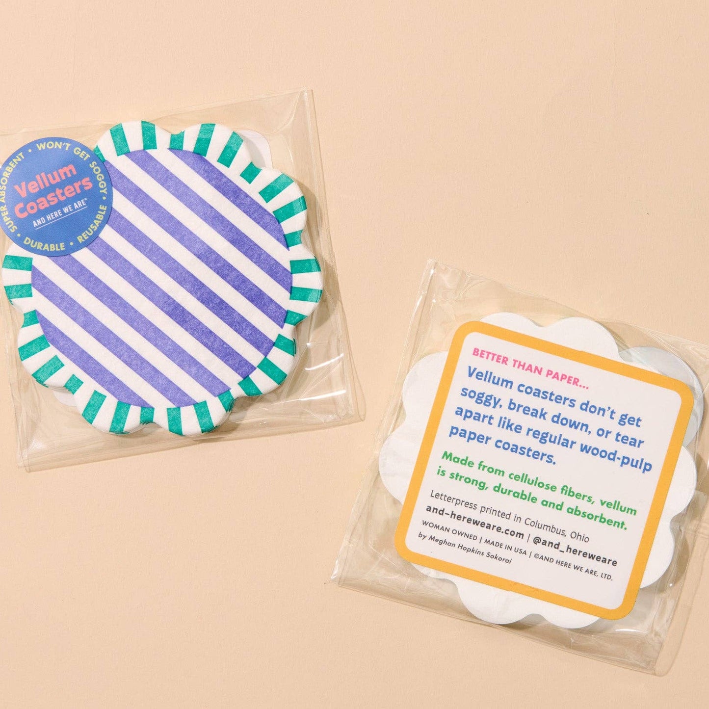 Capri Stripe Coasters: Teal/Purple