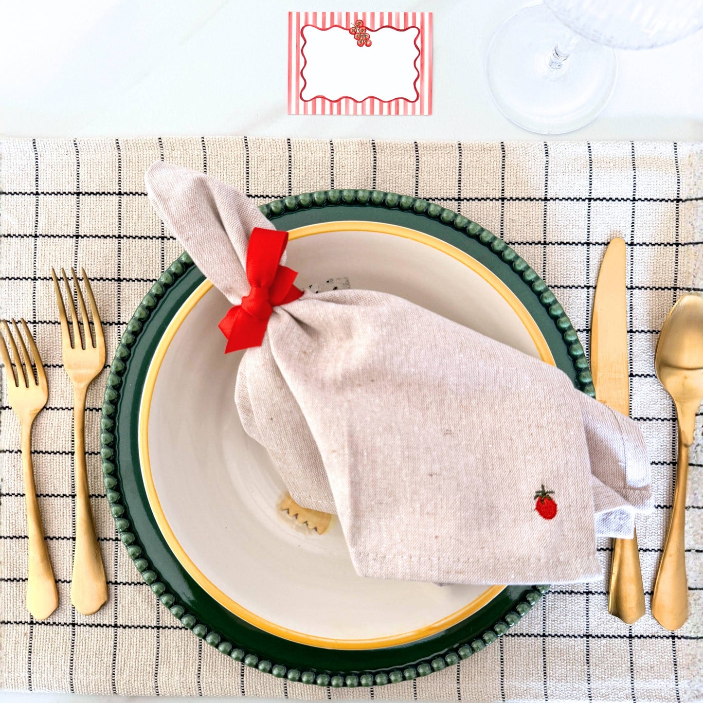 Tomato Embroidered Dinner Napkin S/4