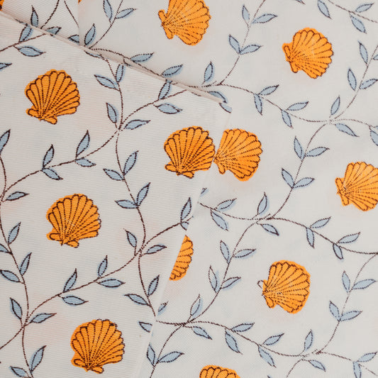 Seashell Blockprint Napkins, Set of 4