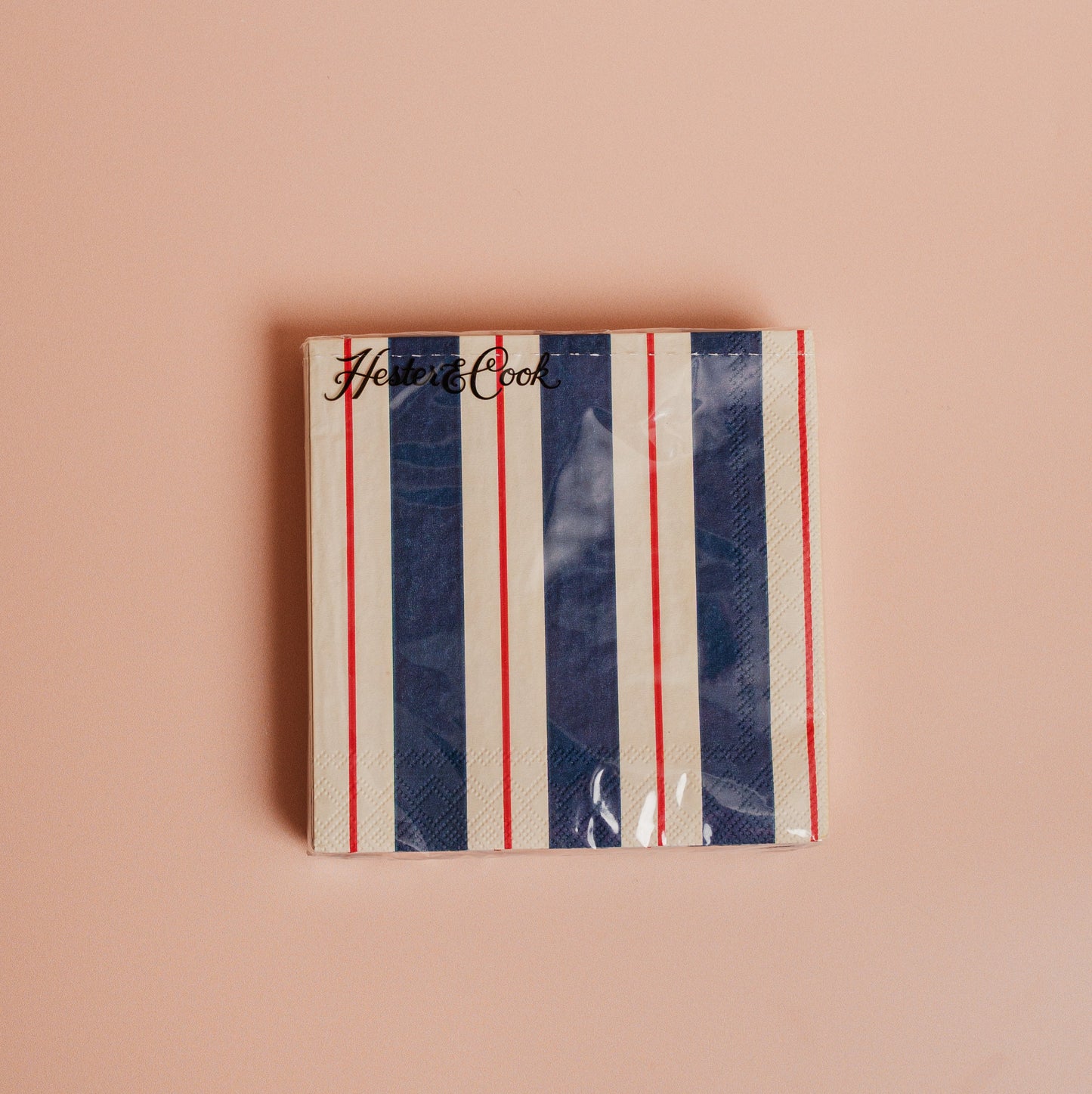 Navy & Red Awning Stripe Paper Napkin