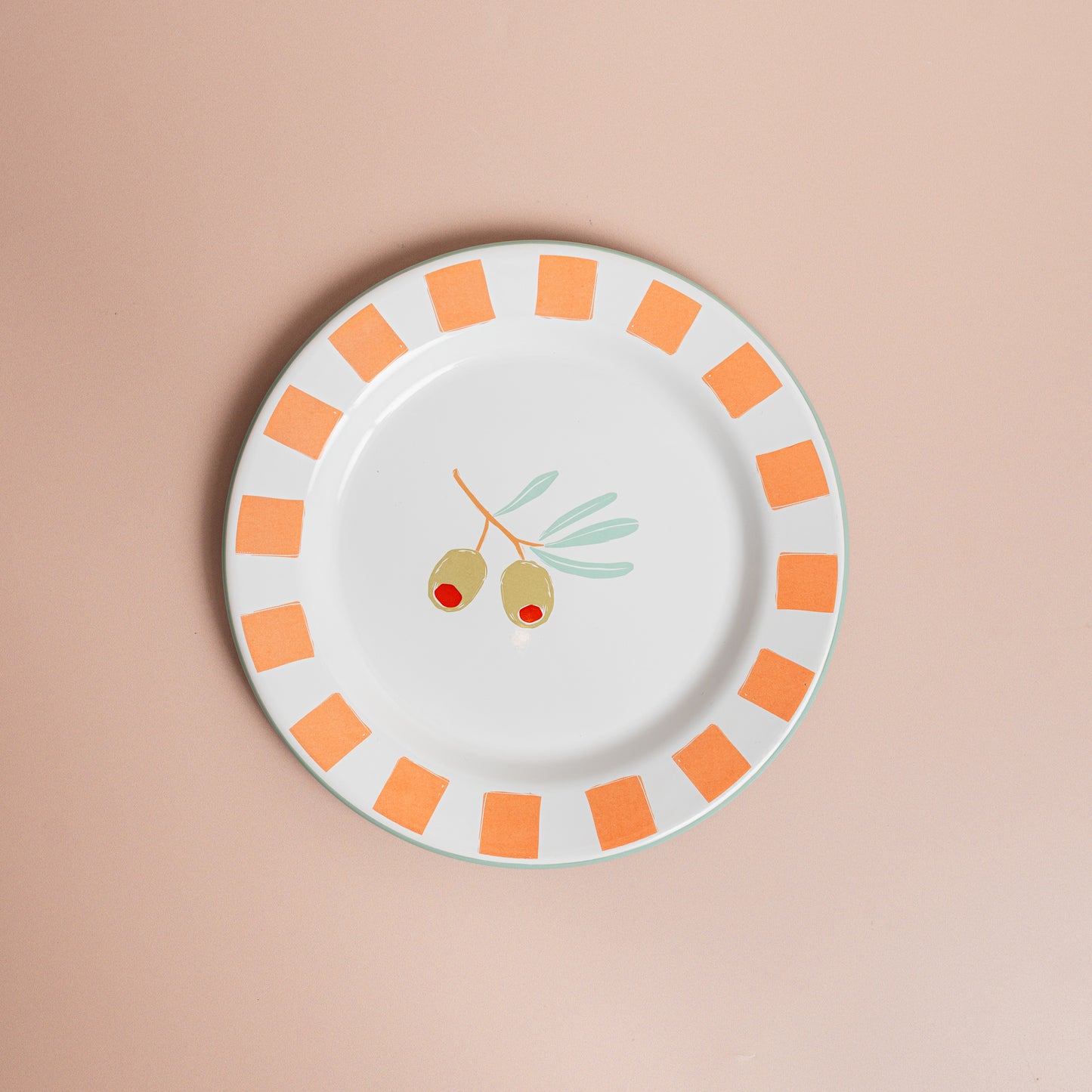 Olive Enamel Plate - 20cm
