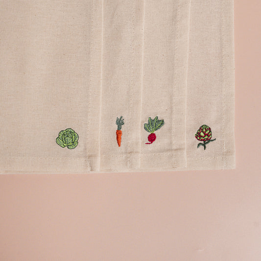 Mixed Vegetables Embroidered Dinner Napkin - S/4