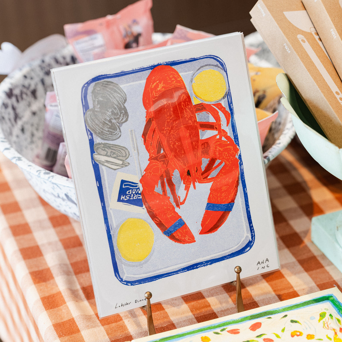 Lobster Dinner Risograph Art Print