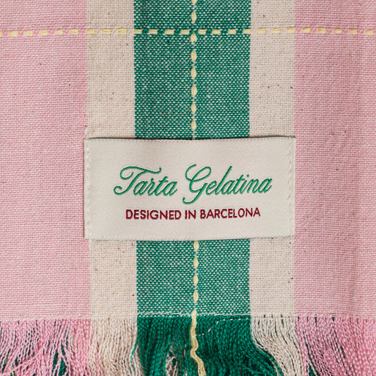 Green / Pink Striped Napkins - S/2