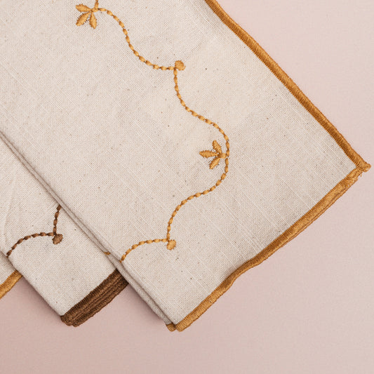 Floral Embroidery Napkins - S/4