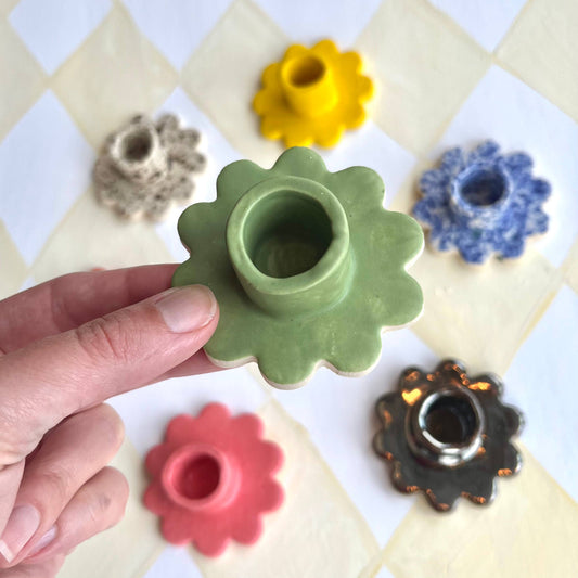 Ceramic Flower Taper Candle Holder