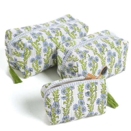 Forget-Me-Not Blockprint Makeup Bag