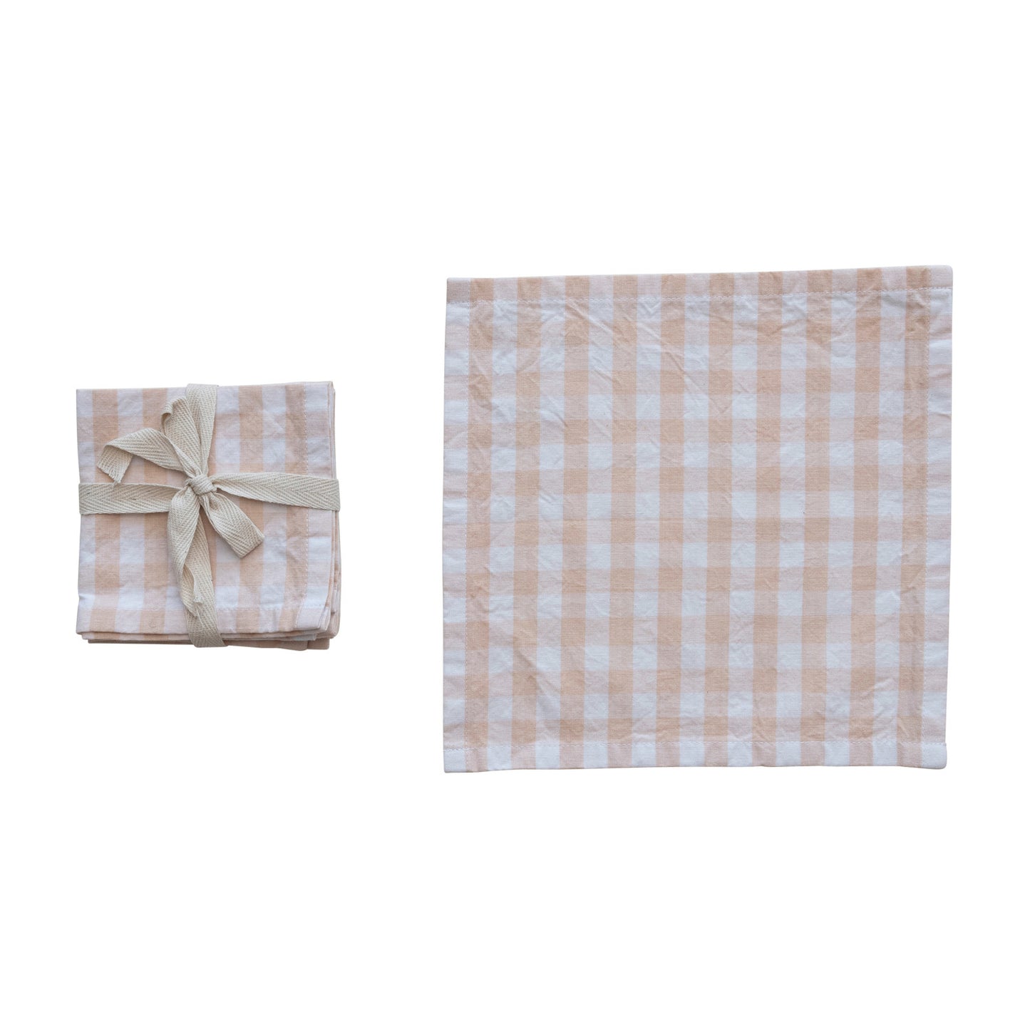 Cotton Cocktail Napkins w/ Gingham Pattern
