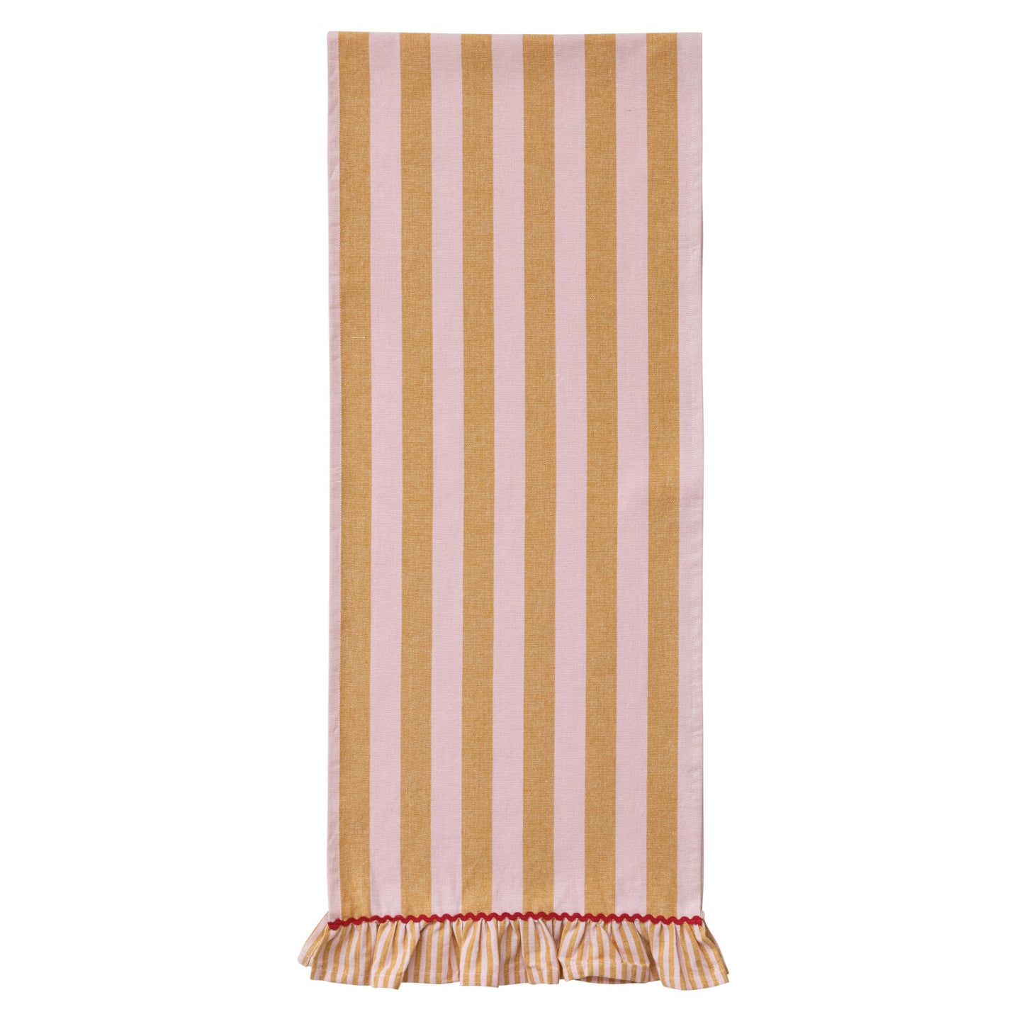 Striped Table Runner w/ Ruffle & Ric Rac Trim