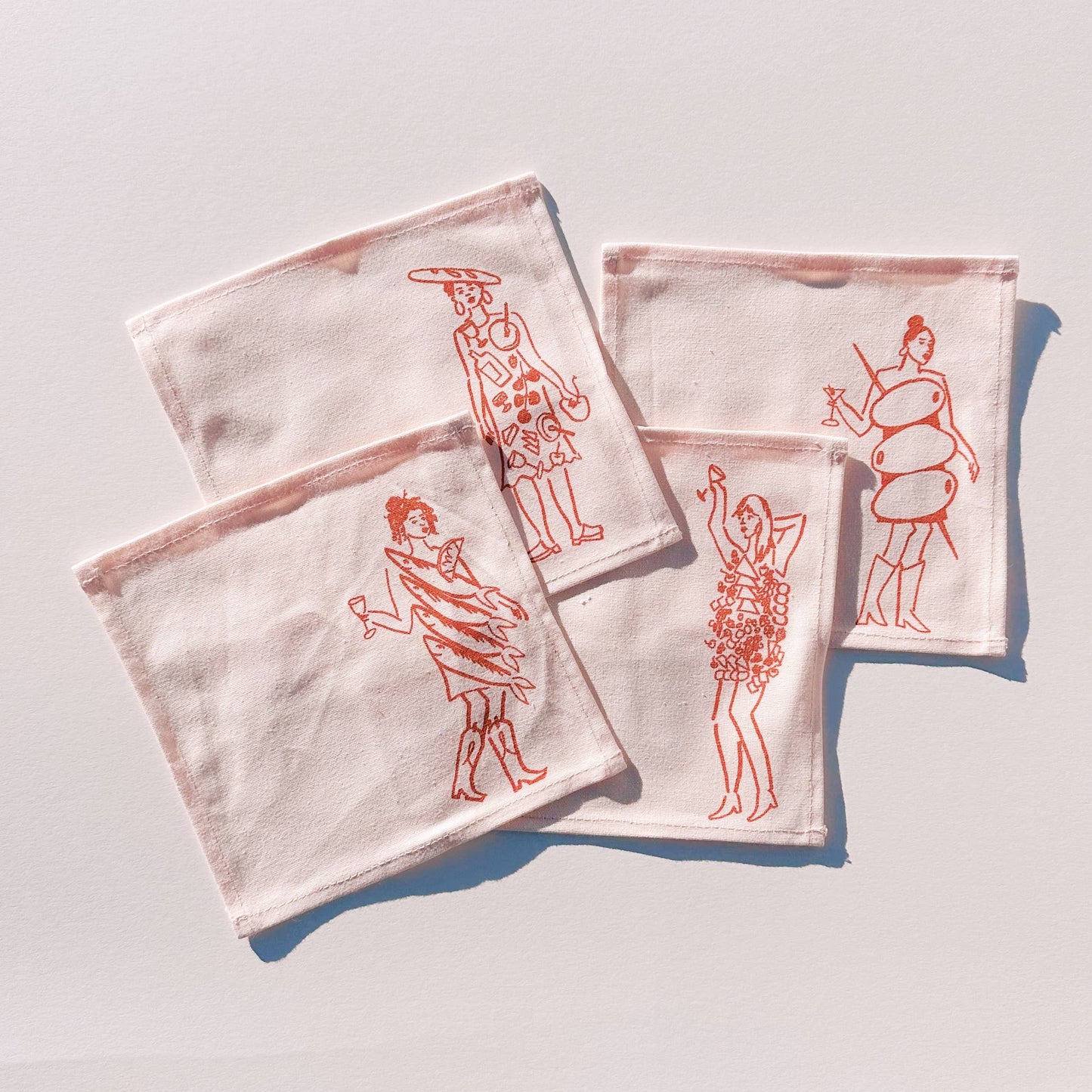 Dinner Girls Cocktail Napkins Phthalo Ruth x Julie Peach
