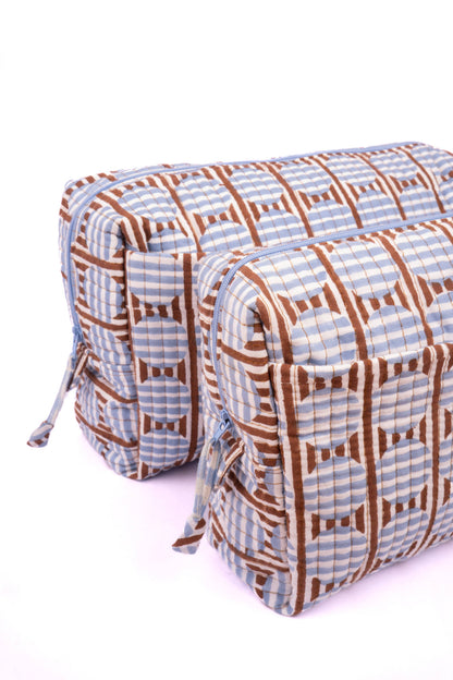 Striped Circles Blockprint Toiletry Bag