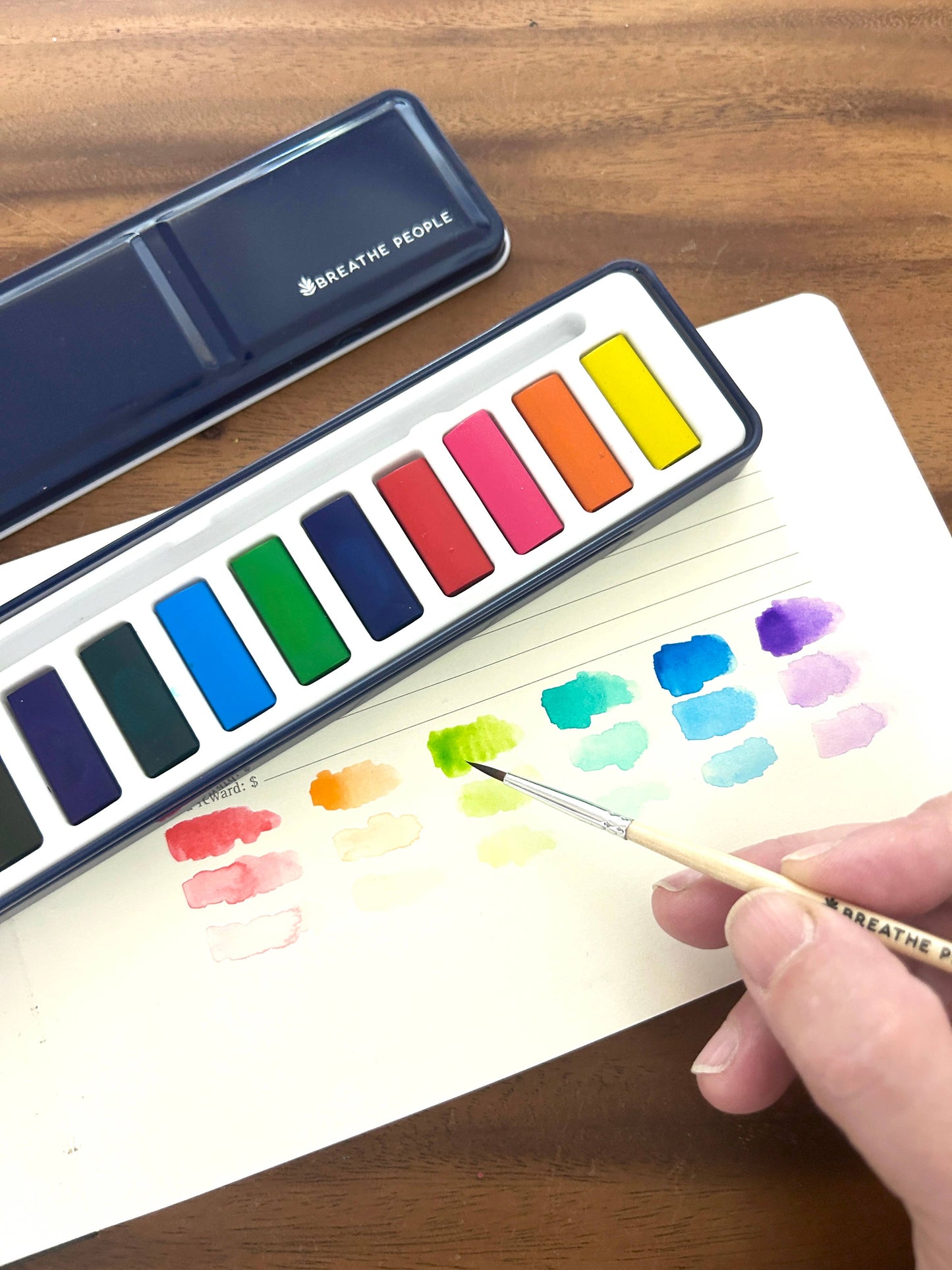 Watercolor Set + Wood Paintbrush