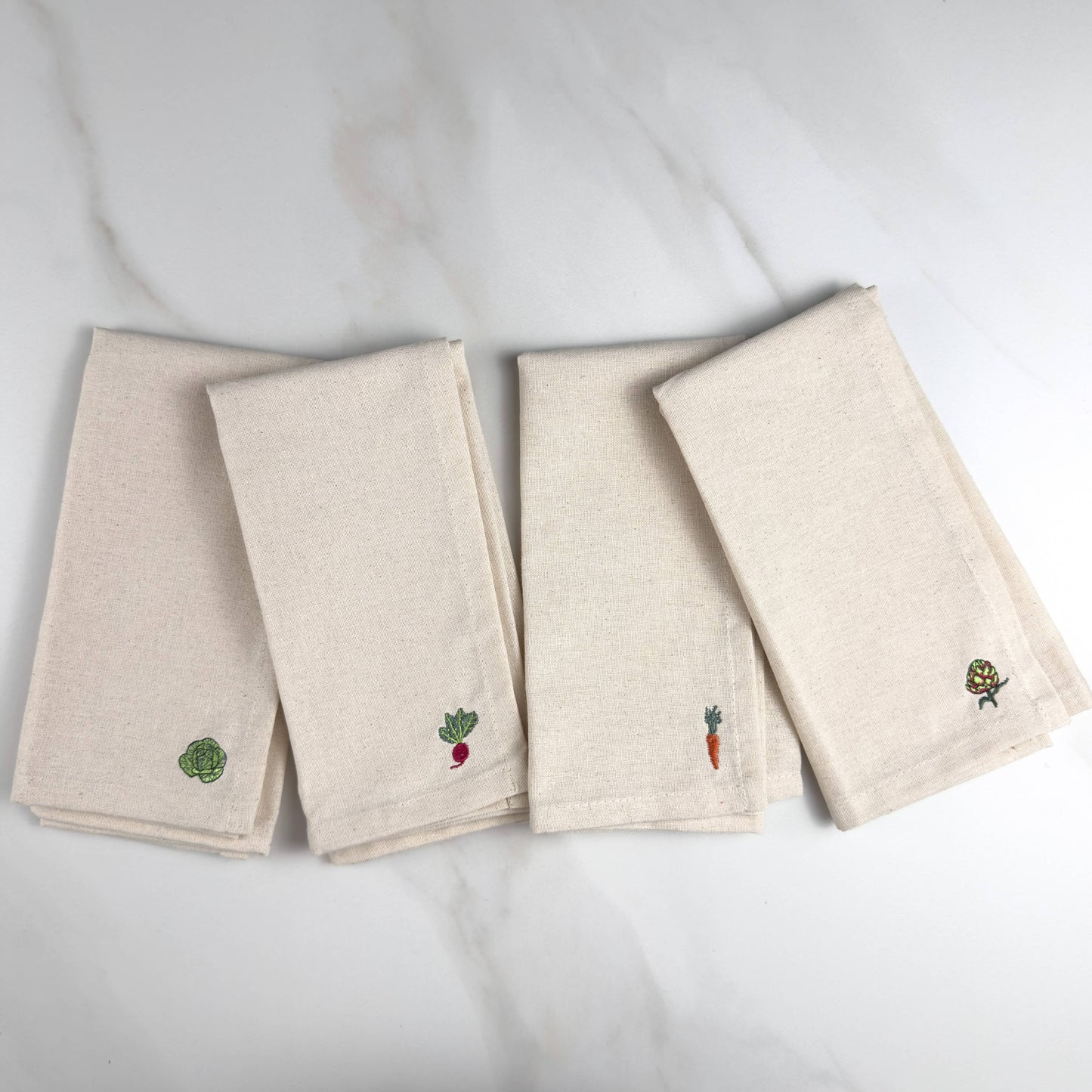 Mixed Vegetables Embroidered Dinner Napkin S/4