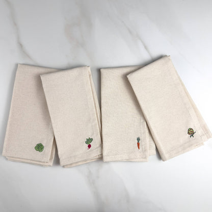 Mixed Vegetables Embroidered Dinner Napkin S/4