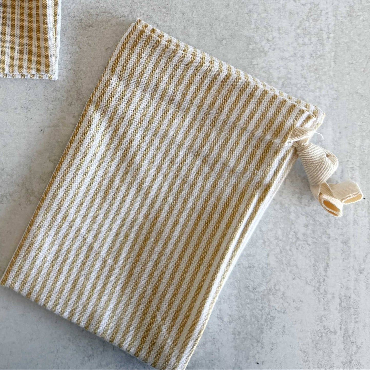 Honey Stripe Linen Bread Bags - S/2