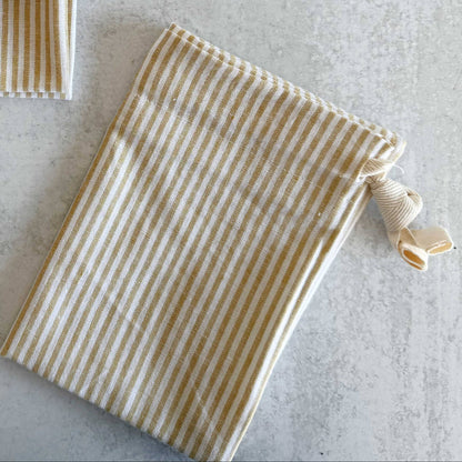 Honey Stripe Linen Bread Bags - S/2