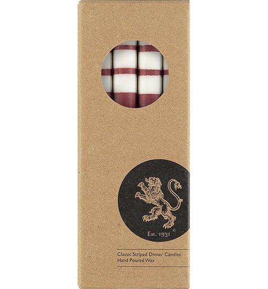 Striped Guardsman Red, Pearl & Royal Blue Eco Dinner Candles, Box of 4