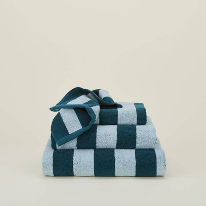 Striped Terry Hand Towel - Sky/Peacock