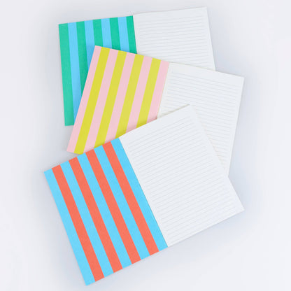 Striped Softcover Notebook Set of 3