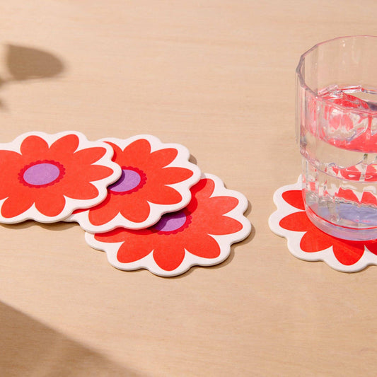 Red Flower Coasters