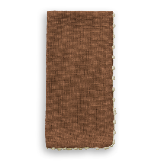 Knotted Edge Brown Cotton Napkin - S/4