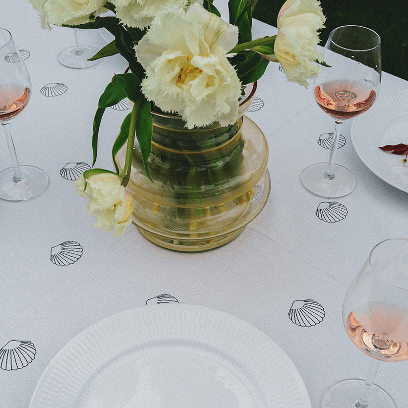 Clam Shell Embroidered Tablecloth - 60 × 105"