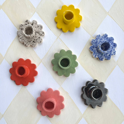 Ceramic Flower Taper Candle Holder