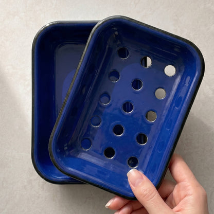 Cobalt Enamel Soap Dish