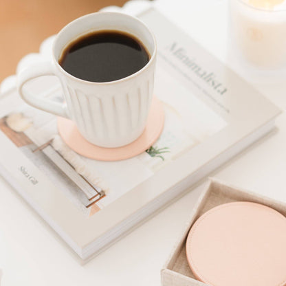 Pink Vegan Leather Coasters