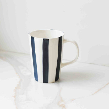 Navy Striped Ceramic Mug