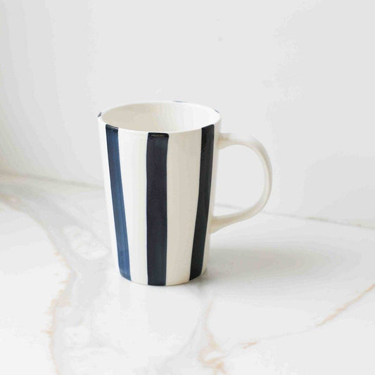 Navy Striped Ceramic Mug