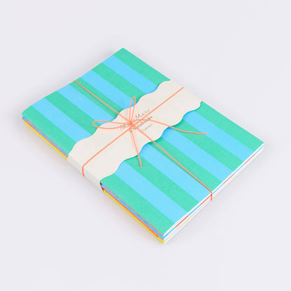 Striped Softcover Notebook Set of 3
