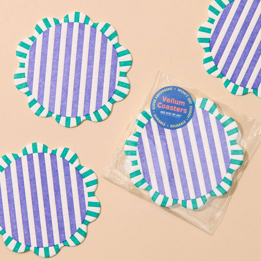 Capri Stripe Coasters: Teal/Purple