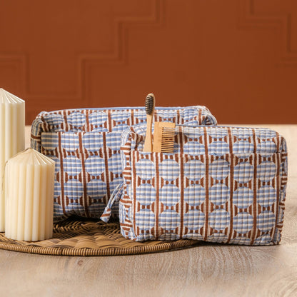 Striped Circles Blockprint Toiletry Bag