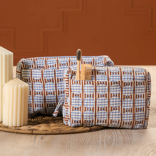 Striped Circles Blockprint Toiletry Bag