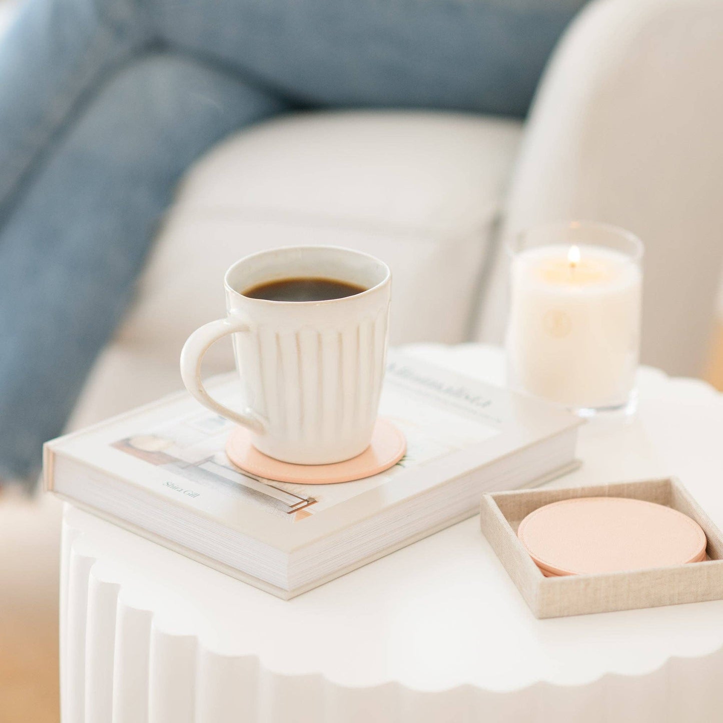 Pink Vegan Leather Coasters