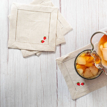 Strawberry Cocktail Coasters S/4