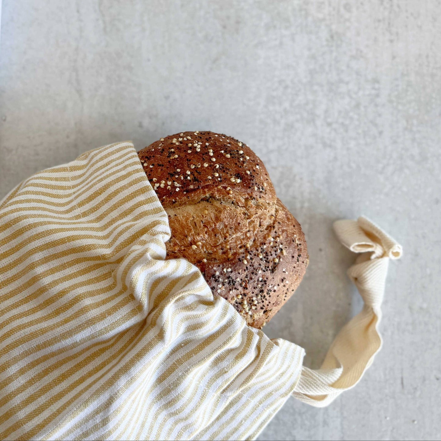 Honey Stripe Linen Bread Bags - S/2