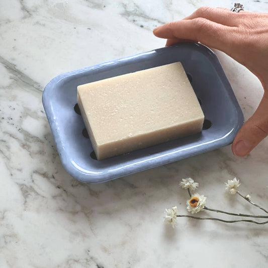 Hydrangea Blue Enamel Soap Dish